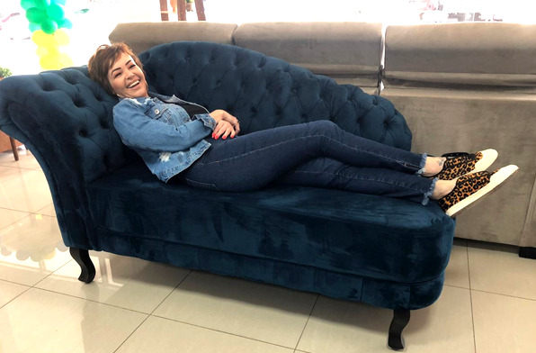 Divã - Veludo Azul 